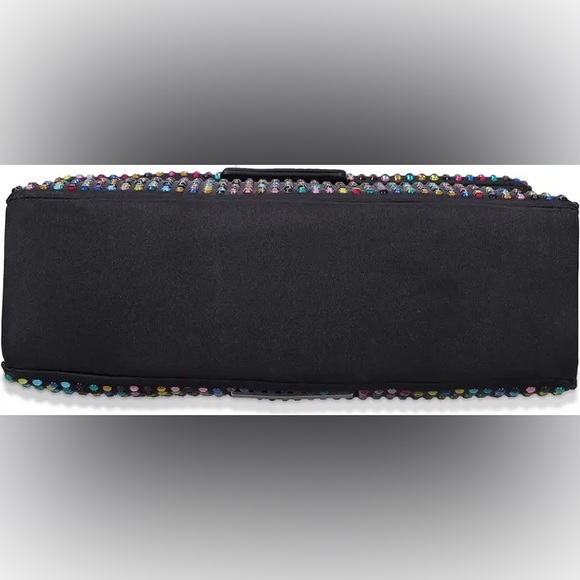 Kurt Geiger London Black Fabric Multicolor Rhinestone Medium Crossbody Bag - Picture 8 of 10
